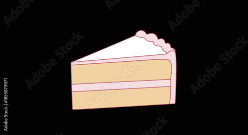 Slice of Vanilla Cake with White Frosting.