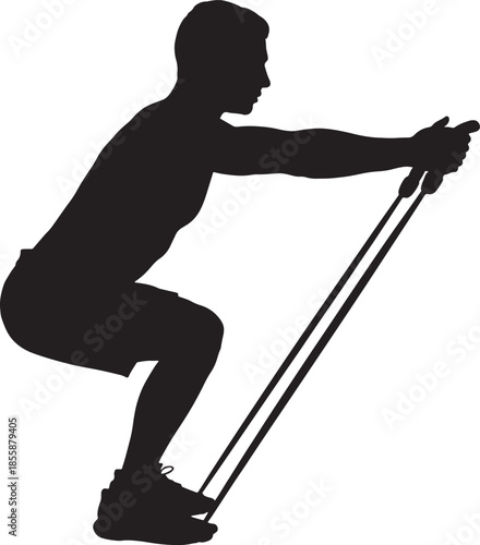 Silhouette of a man skiing and on a ski lift vector illustration