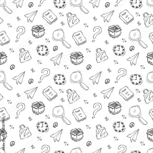 hand drawn business seamless pattern background