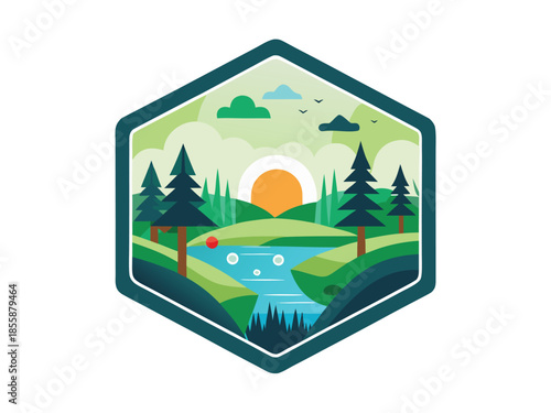Golf Island Landscape Logo