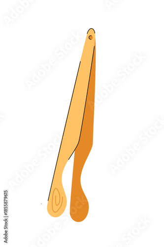Wooden tea tong for traditional Chinese tea ceremony. Flat style vector illustration of bamboo tongs used for serving teacups.