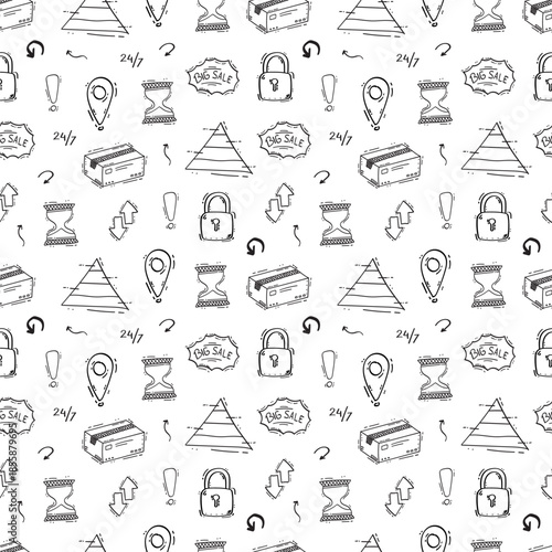 hand drawn business seamless pattern background
