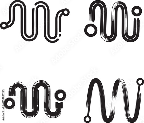 Handwritten text saying now in black ink with dots on letters