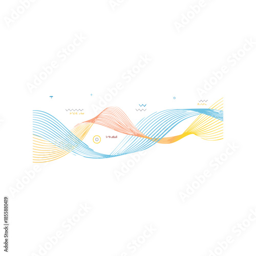 Abstract blue background featuring a vector illustration of flowing wave lines and a motion curve pattern for a modern technology business wallpaper design