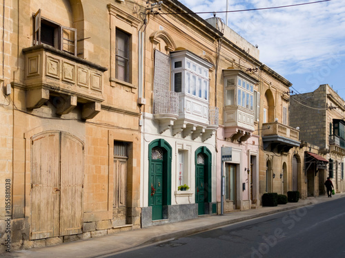 Victoria, Gozo, Malta — colorful traditional balconies and limestone facades in the old town
