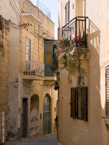 Victoria, Gozo, Malta — colorful traditional balconies and limestone facades in the old town
