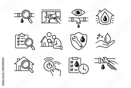 Vector detection routine cue visible check under mindful leak home water icon