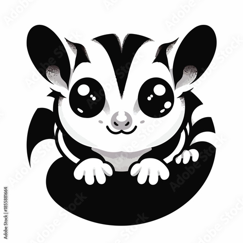 Cute cartoon sugar glider with big eyes on white background vector