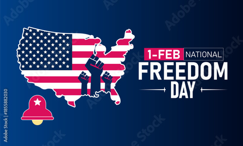 National Freedom Day Poster Banner and Background Design Template Featuring Emancipation Proclamation Abraham Lincoln Patriotic Symbols Liberty Bell and American Flag for Freedom