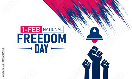 National Freedom Day Poster Banner and Background Design Template Featuring Emancipation Proclamation Abraham Lincoln Patriotic Symbols Liberty Bell and American Flag for Freedom