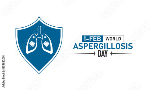 World Aspergillosis Day Poster Banner and Background Design Template Featuring Aspergillus Mold Fungus Lungs Awareness Ribbon Illustration for February 1 Health Campaign