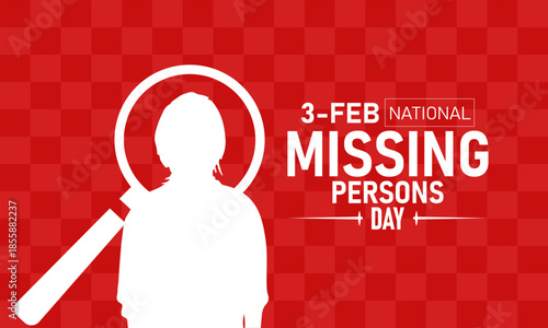 National Missing Persons Day Poster Banner and Background Design Template Featuring Search Spotlight Missing Posters Blue Ribbons Illustration for February 3 Awareness Campaign Theme