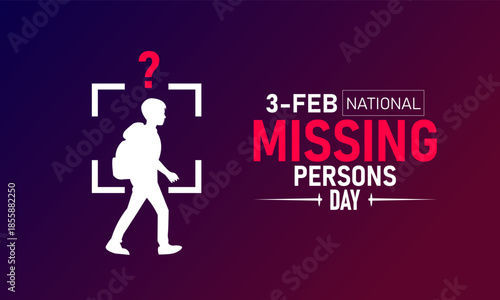National Missing Persons Day Poster Banner and Background Design Template Featuring Search Spotlight Missing Posters Blue Ribbons Illustration for February 3 Awareness Campaign Theme