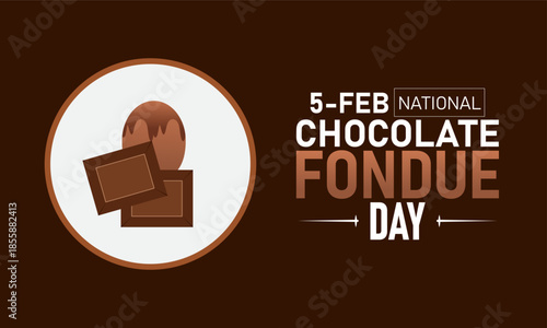 National Chocolate Fondue Day Poster Banner and Background Design Template Featuring Melting Chocolate Pot Strawberries Bananas Marshmallows Dipping Forks Illustration for February 5 Dessert Celebrati
