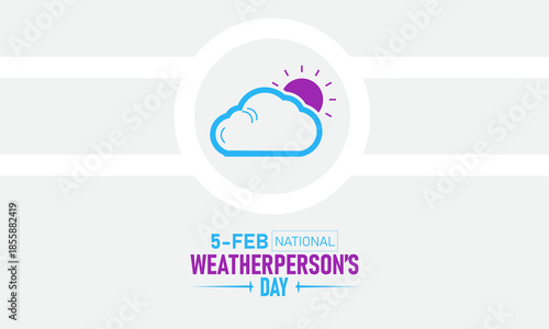 National Weatherpersons Day Poster Banner and Background Design Template Featuring Meteorologist Radar Map Cloud Symbols Weather Instruments Illustration for February 5 Forecast Celebration Theme