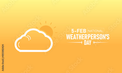 National Weatherpersons Day Poster Banner and Background Design Template Featuring Meteorologist Radar Map Cloud Symbols Weather Instruments Illustration for February 5 Forecast Celebration Theme