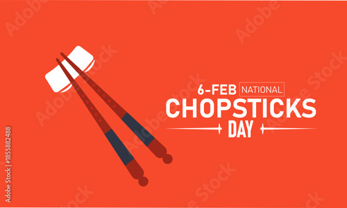 National Chopsticks Day Poster Banner and Background Design Template Featuring Bamboo Chopsticks Noodles Sushi Rice Bowl Asian Cuisine Illustration for February 6 Dining Tradition Theme