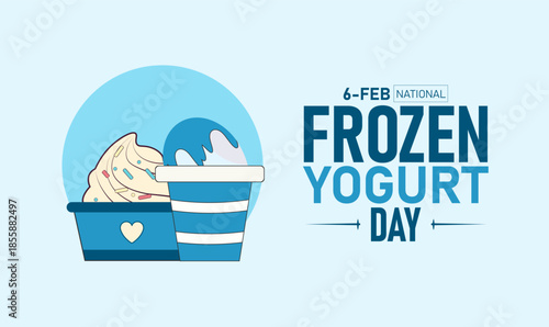 National Frozen Yogurt Day Poster Banner and Background Design Template Featuring Swirled Froyo Cone Berries Granola Toppings Spoon Illustration for February 6 Dessert Celebration Theme