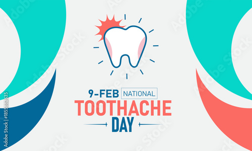 National Toothache Day Poster Banner and Background Design Template Featuring Tooth Pain Ache Mint Toothbrush Floss Dental Illustration for February 9 Oral Health Awareness Theme