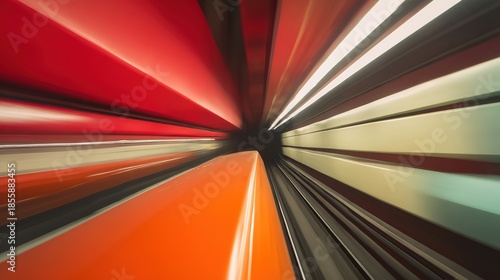 Wallpaper Mural subway. Urban subway scene with dynamic motion blur and abstract geometric shapes in vibrant colors. mobility guides, transit brochures, designed for transport & logistics marketing. Torontodigital.ca