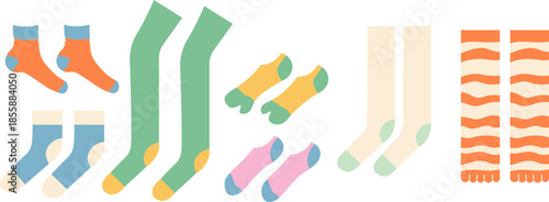 Variety of socks in doodle style in vector. element for decor design print sticker poster banner advertisement