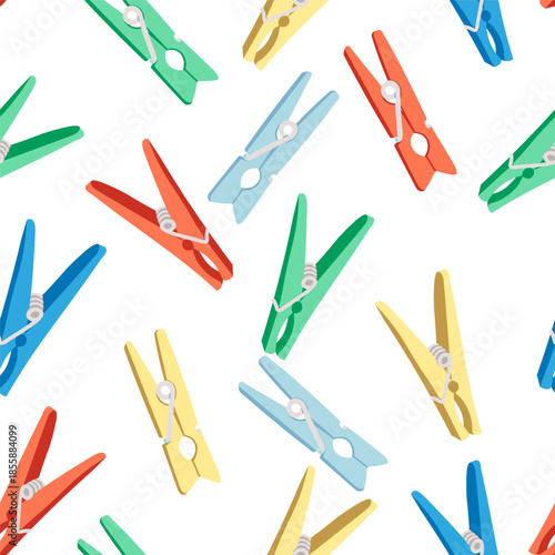 seamless pattern with colored clothespin in vector. Element for decoration design postcards poster background backdrop wrapping wallpaper banner textile