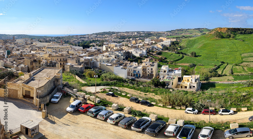 Fototapeta premium View from the Citadel over the old town of Victoria, Gozo