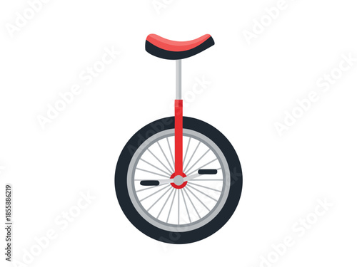 Vector illustration of a red and black unicycle on a white background showcasing balance and skill in a simple design