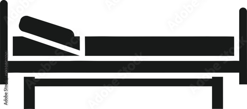 Simple black and white illustration of a single bed