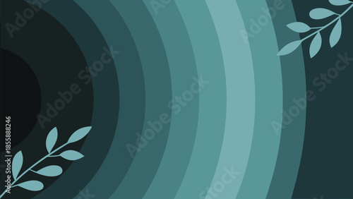 Modern teal gradient background with leaf branches