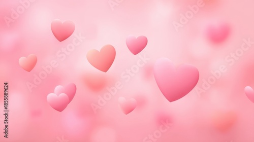 Soft Pink Background with Floating Heart Shapes Perfect for Valentine's Day and Romantic Themes in Stock Photography