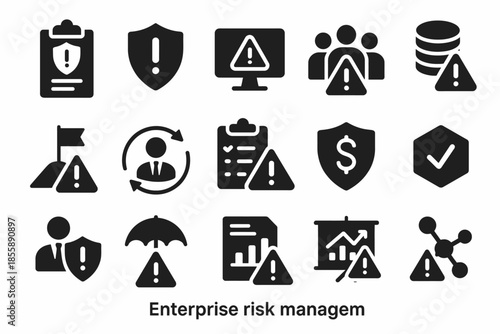 Enterprise risk management icons collection for business and financial security