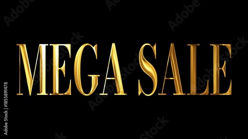 Golden Mega Sale Text Animation on Black Background