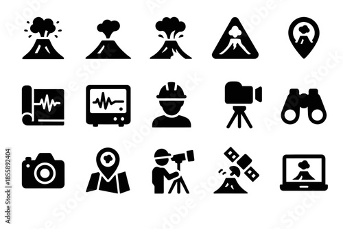 Volcano eruption toolkit: icons of monitoring and exploration tools