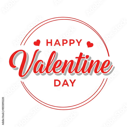 Valentine s day greeting card with red hearts and circle design element