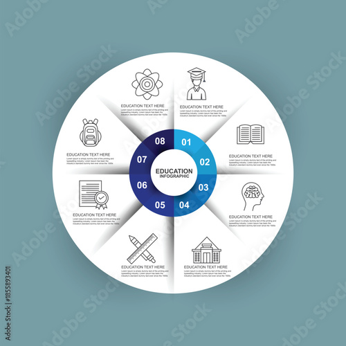 Education circle Infographic Elements 8 steps