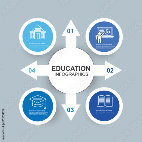 Modern Education Related Process Timeline Infographic Template. Workflow Layout with line Icons
