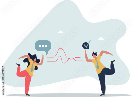Active listening and speech hearing communication skills.Couple conversation with soft skills and ability to understand info.life and employment of people.