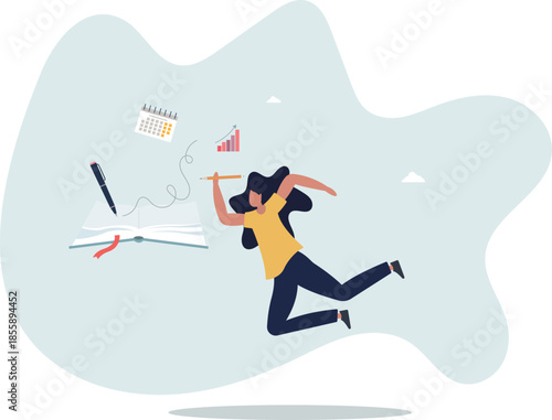 Bullet journaling method for daily tasks organization.Write journal with work activities and agenda for productivity and efficiency.life and employment of people.