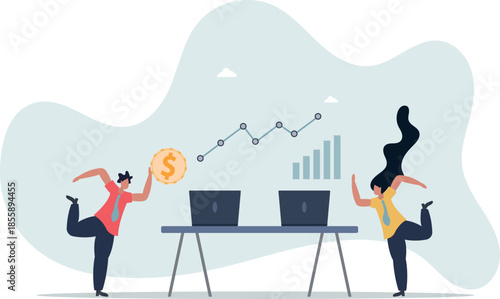 Finance fundamentals with business profit analysis.Company financial data calculation with statistics graph and diagram.life and employment of people.