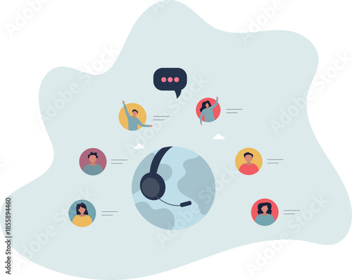 Online customer service with global support center..International assistance with call agent for telemarketing and find user solutions.life and employment of people.