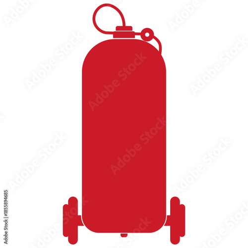Red fire extinguisher with wheels vector illustration icon