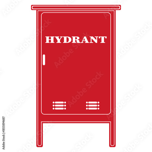 Red fire hydrant cabinet vector illustration for emergency use