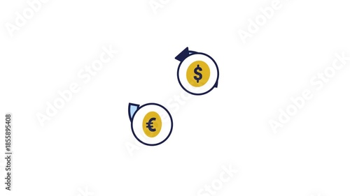Currency Exchange Icon with Dollar and Euro Coins for Financial Transaction