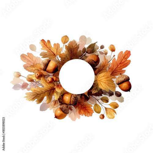 Autumn Foliage and Acorn Wreath with Black Circle fall