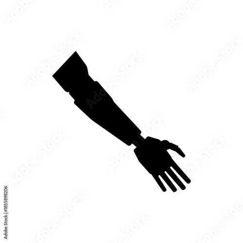 Prosthetic arm silhouette vector flat illustration design.