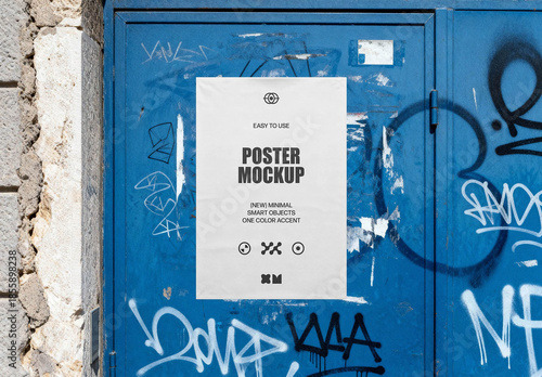 Blue Wall Poster Mockup