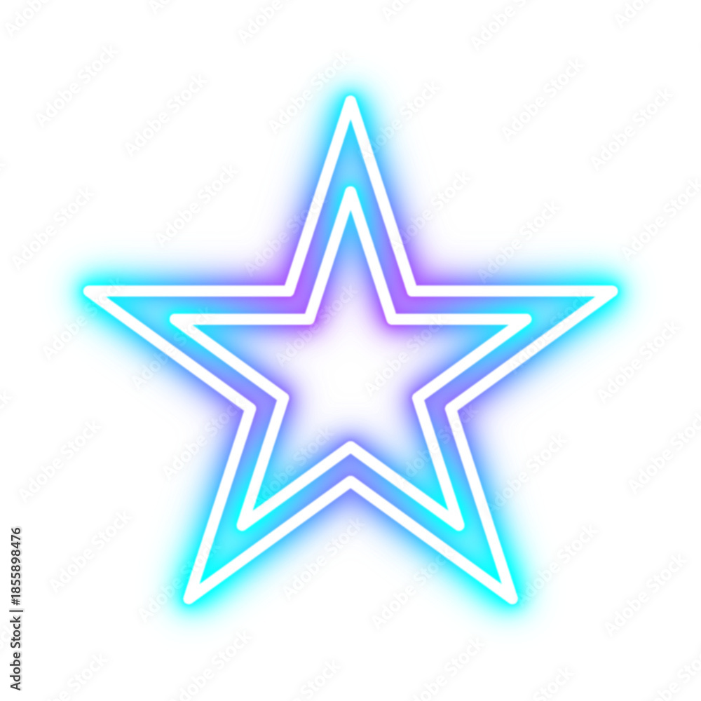 Obraz premium vibrant glowing neon star icons in a modern double outline style. high resolution transparent png for digital design projects.