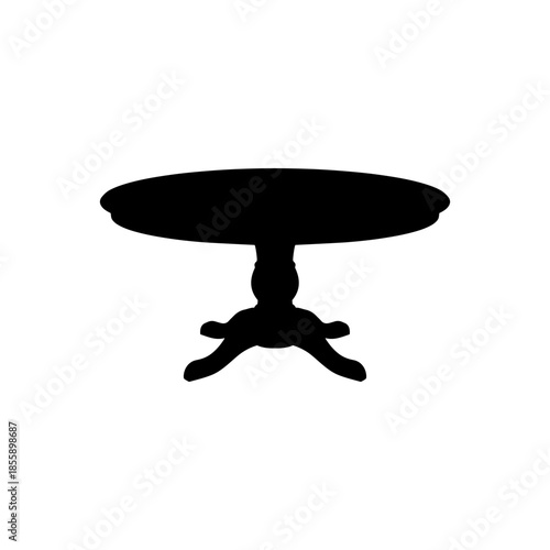 Round dinning table silhouette vector flat illustration design.