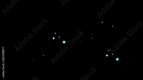 Twinkling stars animation with sparkle glitter effects white cartoon flat vector doodle style blinking glowing light on transparent Black screen chroma key 4K loop